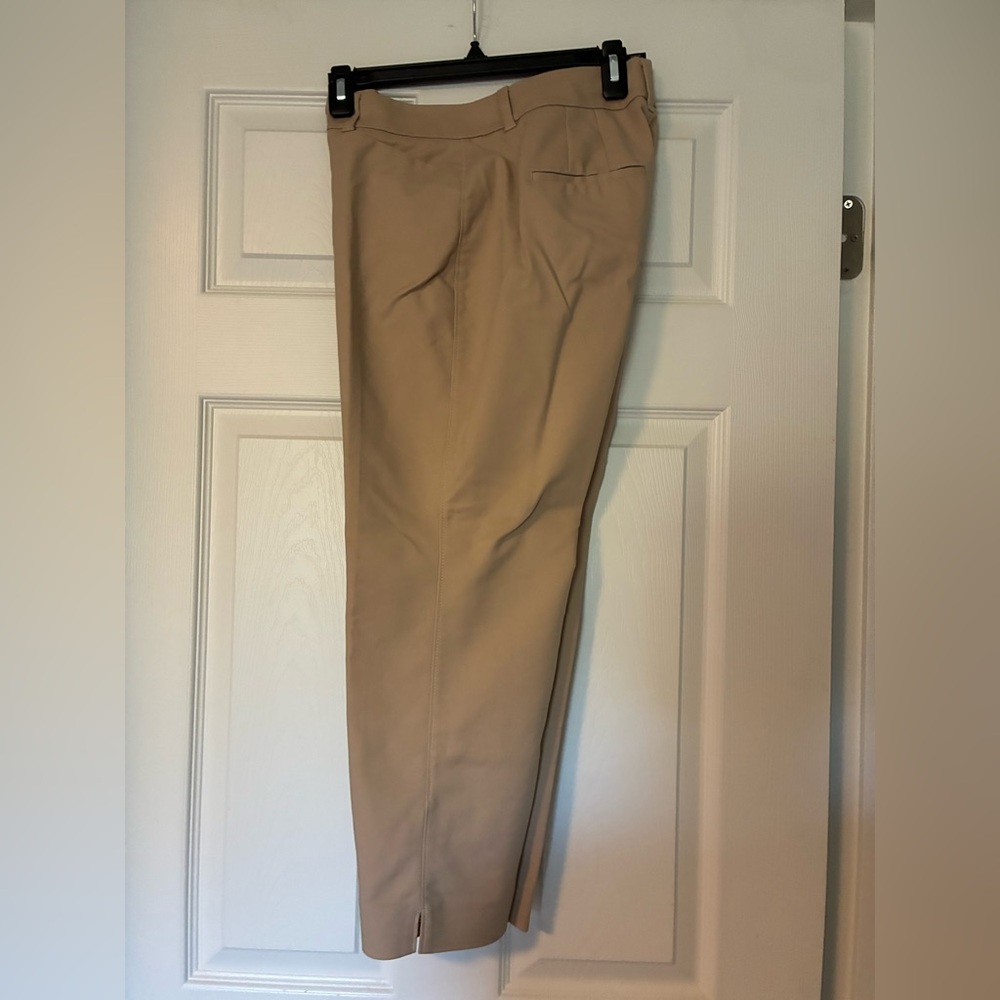 Women’s Tan Dress Pants - Classic Tailored Trousers, cropped fit